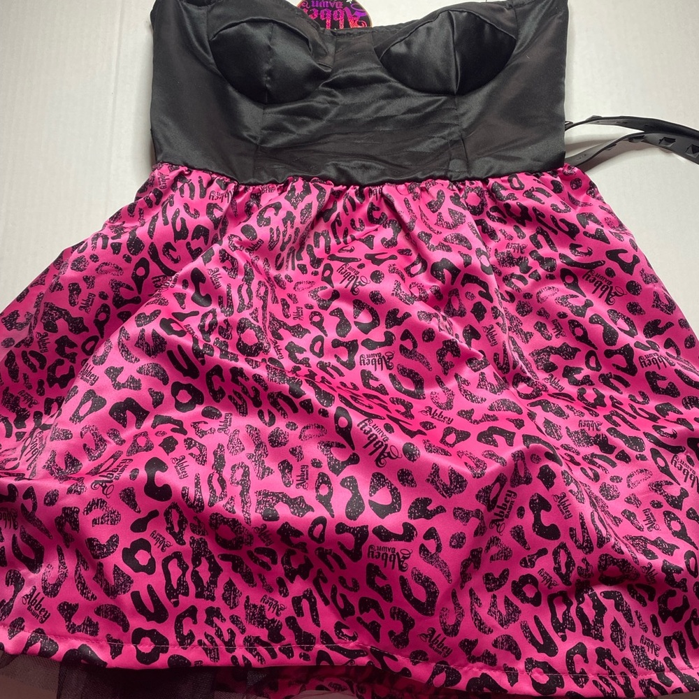 Abbey Dawn pink and black strapless dress